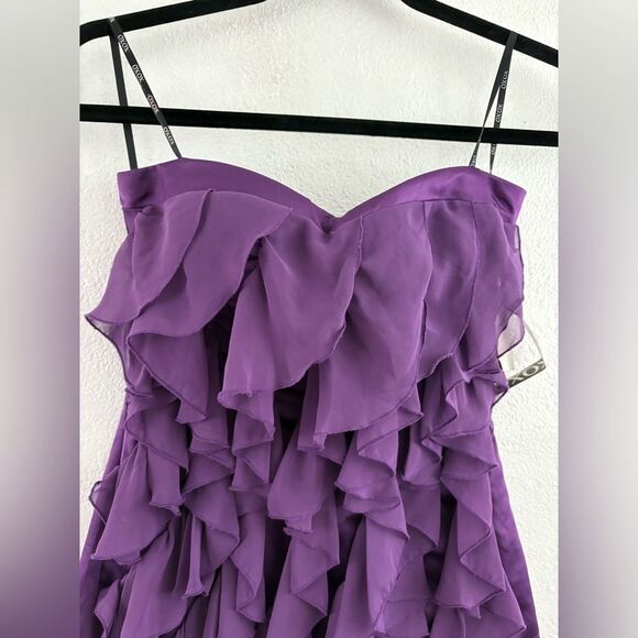 XOXO Womens Halter Top Front Ruffle Belted Blouse Built In Bra Strapless size S - Picture 2 of 6